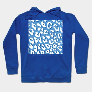 White Leopard Print Blue Hoodie